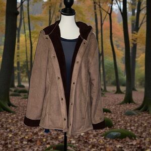 Cuddl Duds Fleecewear Bonded Sherpa Snap Front Hooded Jacket Size Medium